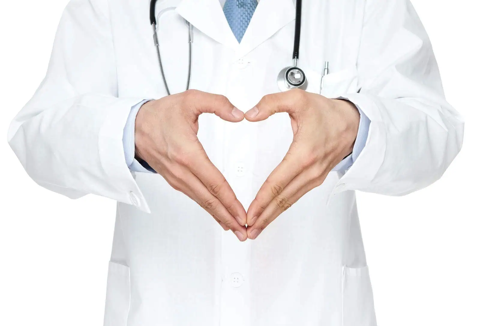 Doctor showing heart shape with hands